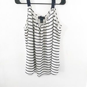 Lane Bryant Navy Blue and White Striped Tank-Size 22